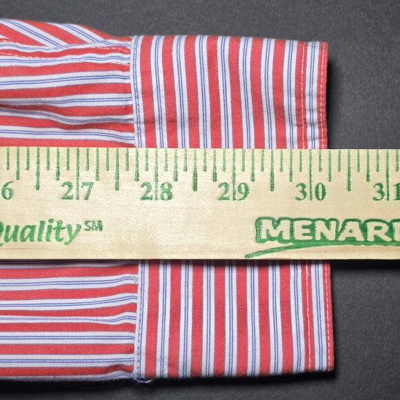 Chaps Mens Red And Gray Striped Long Sleeve Button Down Shirt Size Large - Picture 8 of 12